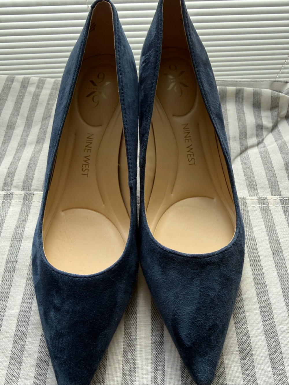 Nine West Navy Suede Pointed Toe Flats